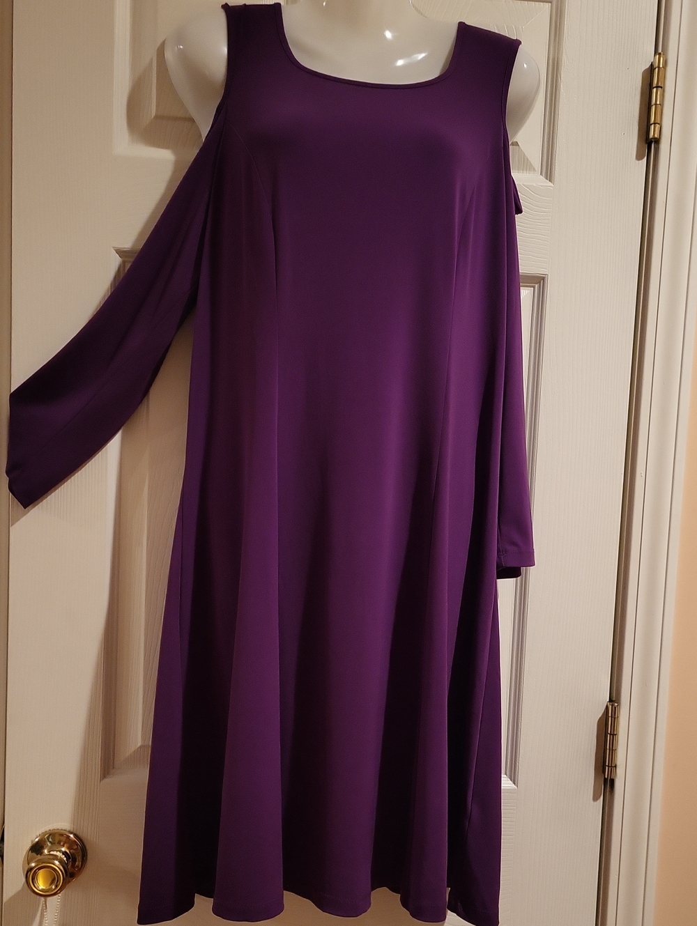 Simonton Says By George Simonton Purple Cold Shoulder Dress Size L Stretch